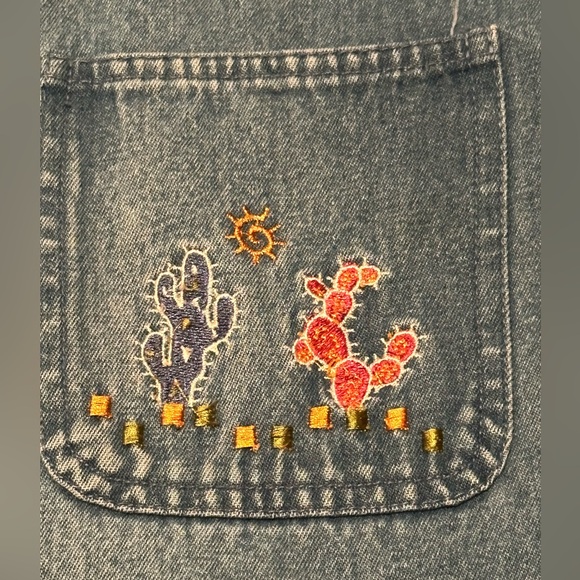FINAL PRICE DROP Embroidered Cactus Denim Jacket by Passion-1 - Picture 5 of 7